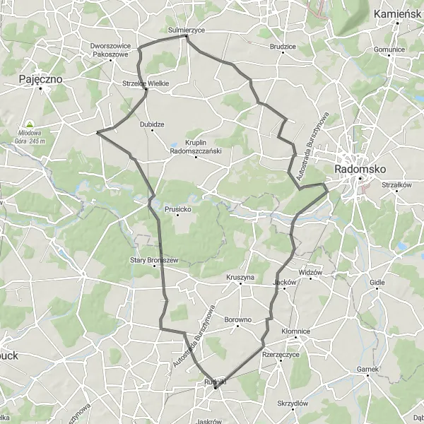 Map miniature of "Kłobuck Roundabout" cycling inspiration in Śląskie, Poland. Generated by Tarmacs.app cycling route planner