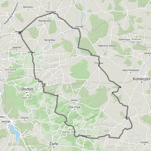 Map miniature of "Święta Anna Loop" cycling inspiration in Śląskie, Poland. Generated by Tarmacs.app cycling route planner