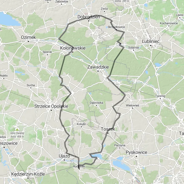 Map miniature of "The Hills of Rudziniec" cycling inspiration in Śląskie, Poland. Generated by Tarmacs.app cycling route planner