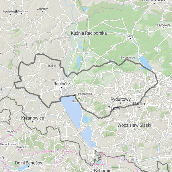 Miniatura mapy "Widokowa trasa rowerowa przez Cyprzanów i Krowiarki" - trasy rowerowej w Śląskie, Poland. Wygenerowane przez planer tras rowerowych Tarmacs.app