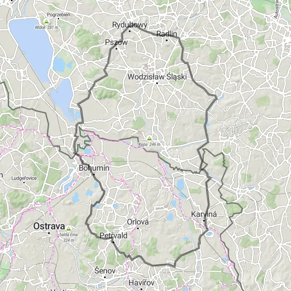 Map miniature of "Marklowice and Stonava Loop" cycling inspiration in Śląskie, Poland. Generated by Tarmacs.app cycling route planner