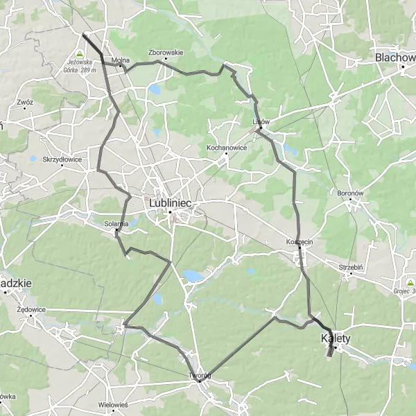 Map miniature of "The Road Explorer" cycling inspiration in Śląskie, Poland. Generated by Tarmacs.app cycling route planner
