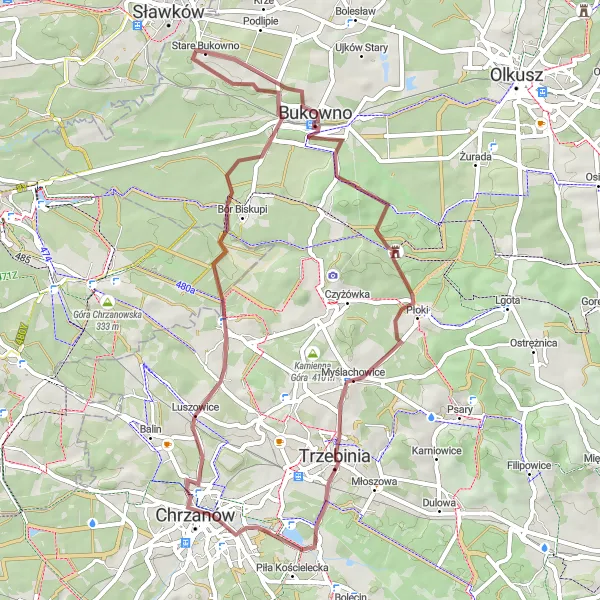 Miniatura mapy "Trasa rowerowa przez Luszowice i Przymiarki" - trasy rowerowej w Śląskie, Poland. Wygenerowane przez planer tras rowerowych Tarmacs.app