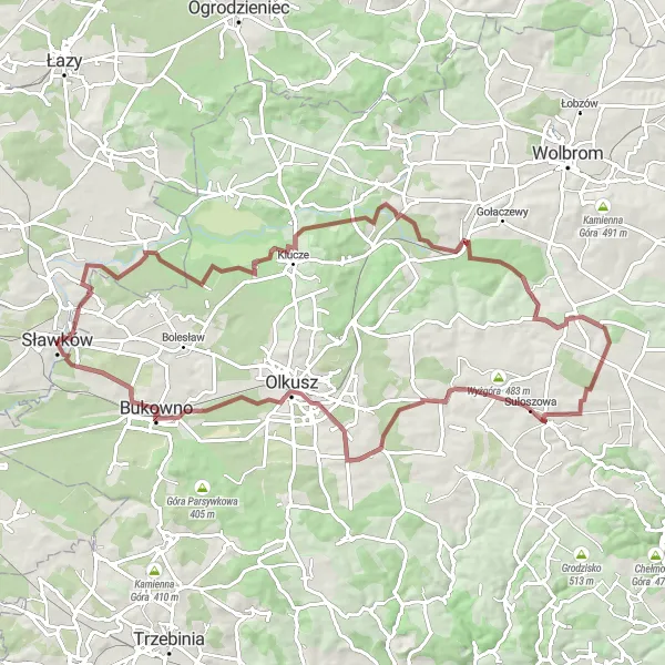 Miniatura mapy "Trasa rowerowa przez Czubatkę do Sławkowa" - trasy rowerowej w Śląskie, Poland. Wygenerowane przez planer tras rowerowych Tarmacs.app