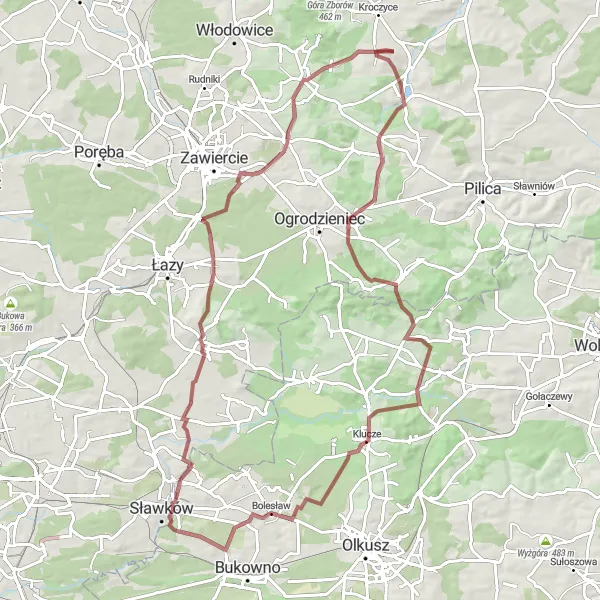 Miniatura mapy "Trasa gravelowa przez Górę Zamkową i Kiełkowice" - trasy rowerowej w Śląskie, Poland. Wygenerowane przez planer tras rowerowych Tarmacs.app