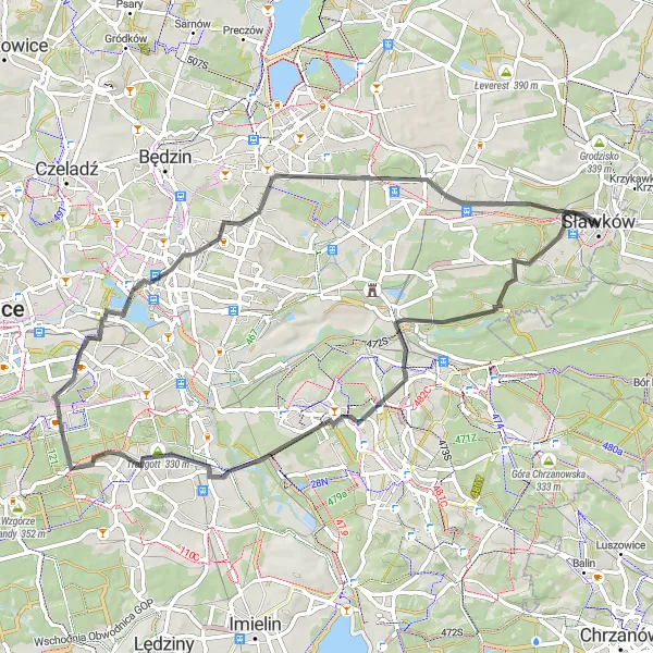 Miniatura mapy "Trasa przez Górkę Środulską i Gieraskę" - trasy rowerowej w Śląskie, Poland. Wygenerowane przez planer tras rowerowych Tarmacs.app