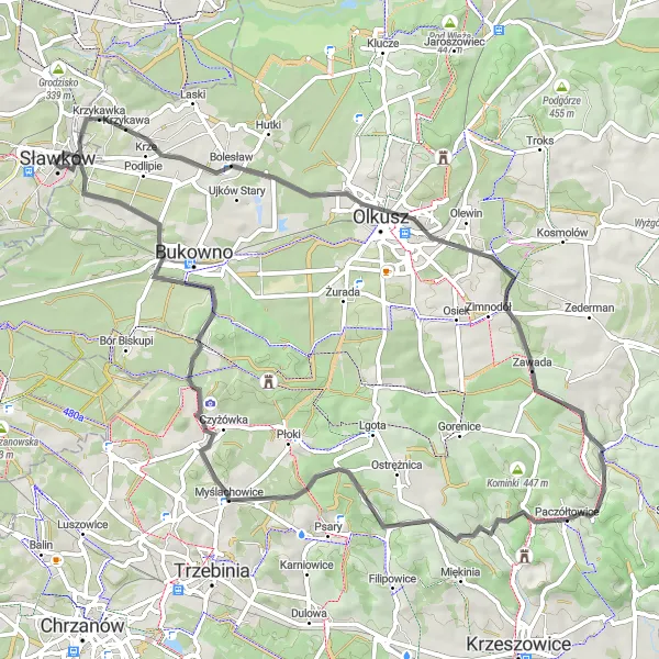 Miniatura mapy "Trasa z Bożą Męką i Nową Górą" - trasy rowerowej w Śląskie, Poland. Wygenerowane przez planer tras rowerowych Tarmacs.app