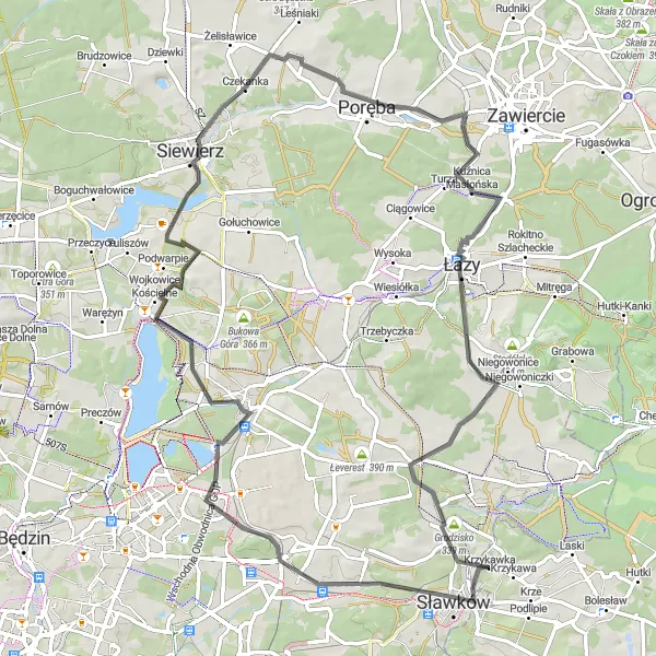 Miniatura mapy "Trasa przez Ostrą Górę i Grodzisko" - trasy rowerowej w Śląskie, Poland. Wygenerowane przez planer tras rowerowych Tarmacs.app