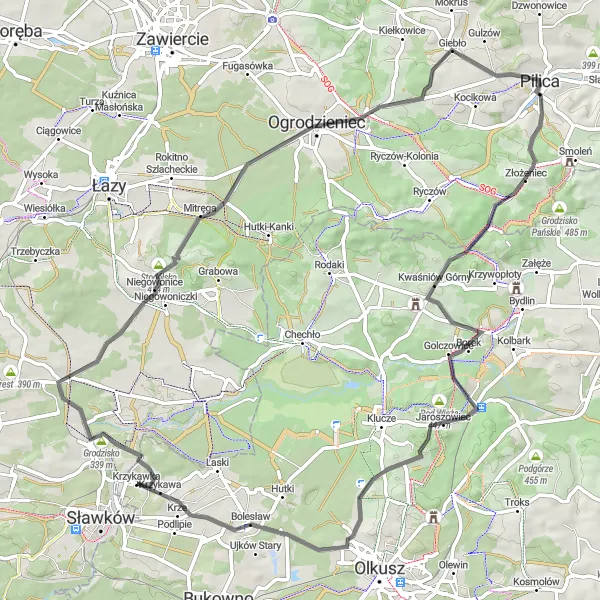 Miniatura mapy "Trasa rowerowa przez Górę Zamkową" - trasy rowerowej w Śląskie, Poland. Wygenerowane przez planer tras rowerowych Tarmacs.app