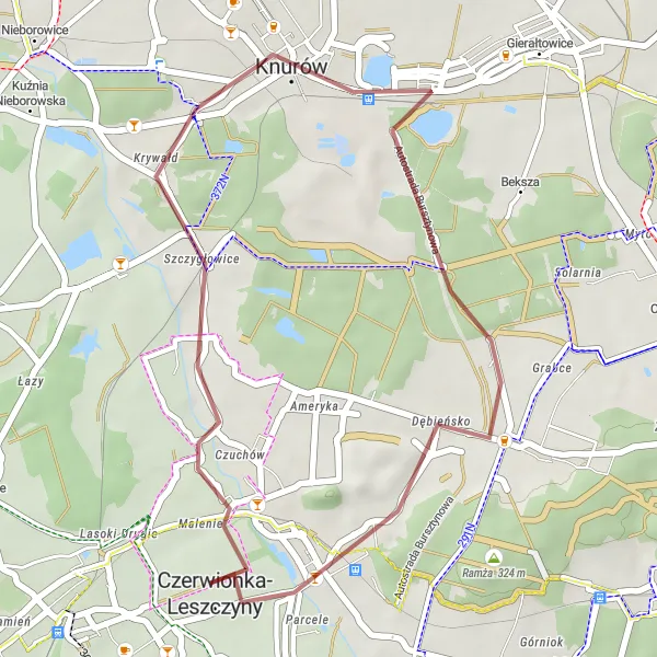 Miniatura mapy "Trasa Rowerowa Knurów - Stożek I - Czerwionka" - trasy rowerowej w Śląskie, Poland. Wygenerowane przez planer tras rowerowych Tarmacs.app