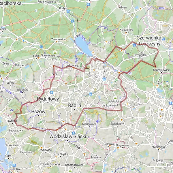 Miniatura mapy "Trasa gravelowa Boguszowice Stare - Czerwionka-Leszczyny" - trasy rowerowej w Śląskie, Poland. Wygenerowane przez planer tras rowerowych Tarmacs.app