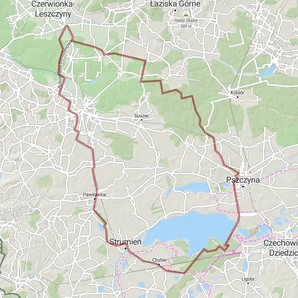 Map miniature of "Stanowice - Palowice Gravel Loop" cycling inspiration in Śląskie, Poland. Generated by Tarmacs.app cycling route planner