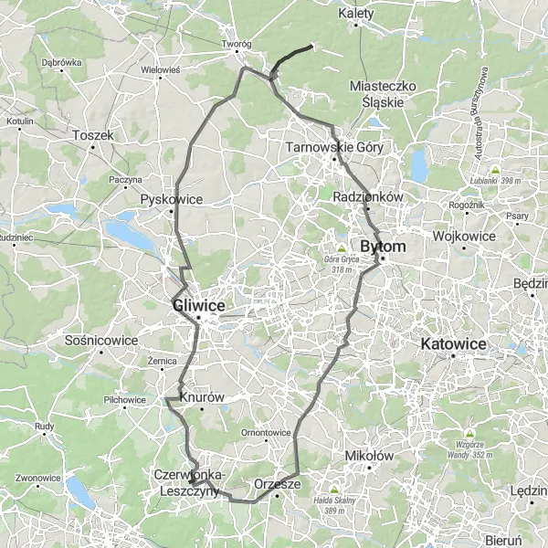 Map miniature of "The Silesian Gravel Adventure" cycling inspiration in Śląskie, Poland. Generated by Tarmacs.app cycling route planner