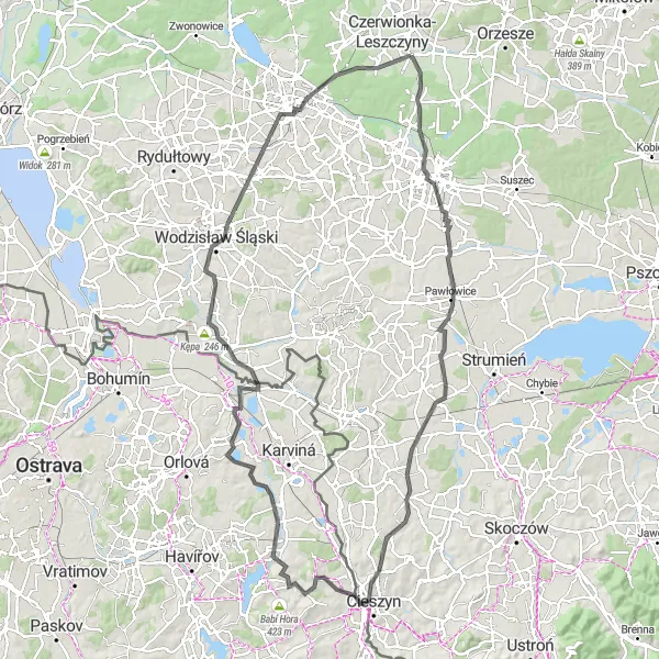Miniatura mapy "Trasa z Żory do Rybnika" - trasy rowerowej w Śląskie, Poland. Wygenerowane przez planer tras rowerowych Tarmacs.app