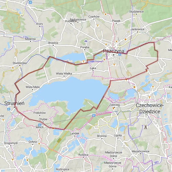 Miniatura mapy "Trasa Pszczyna-Chybie" - trasy rowerowej w Śląskie, Poland. Wygenerowane przez planer tras rowerowych Tarmacs.app