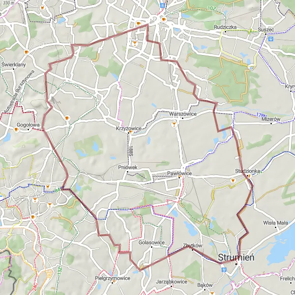 Map miniature of "Picturesque Villages and Natural Beauty" cycling inspiration in Śląskie, Poland. Generated by Tarmacs.app cycling route planner