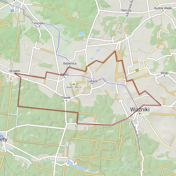 Map miniature of "Babienica Gravel Adventure" cycling inspiration in Śląskie, Poland. Generated by Tarmacs.app cycling route planner