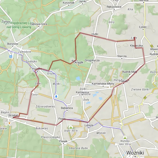Map miniature of "Okrąglik Gravel Cycling Adventure" cycling inspiration in Śląskie, Poland. Generated by Tarmacs.app cycling route planner