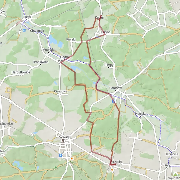 Map miniature of "Boronów Adventure" cycling inspiration in Śląskie, Poland. Generated by Tarmacs.app cycling route planner
