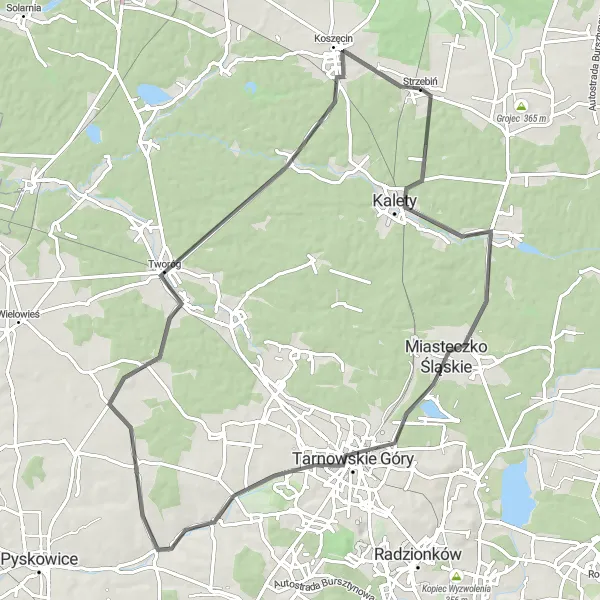 Map miniature of "Kalety Road Cycling Tour" cycling inspiration in Śląskie, Poland. Generated by Tarmacs.app cycling route planner