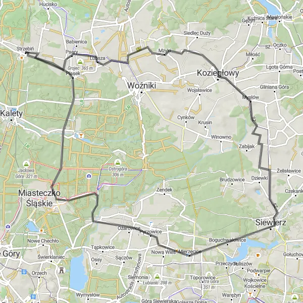 Map miniature of "Lubsza Road Cycling Adventure" cycling inspiration in Śląskie, Poland. Generated by Tarmacs.app cycling route planner