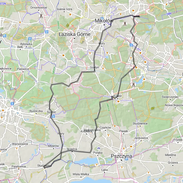 Miniatura mapy "Trasa rowerowa Suszec - Radostowice" - trasy rowerowej w Śląskie, Poland. Wygenerowane przez planer tras rowerowych Tarmacs.app