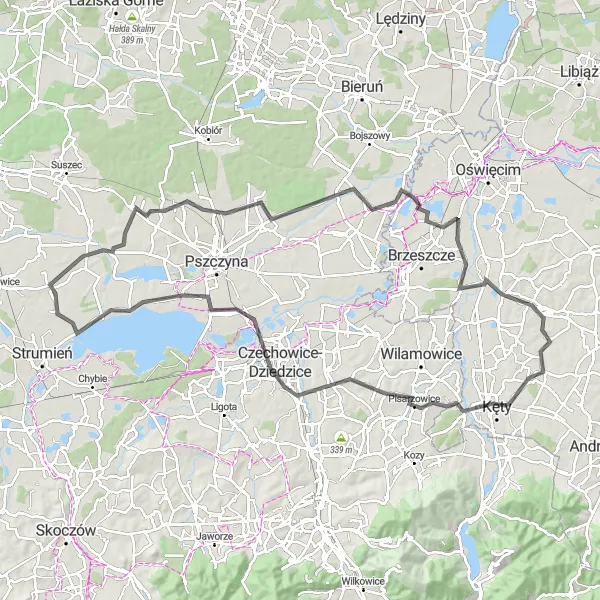 Miniatura mapy "Trasa z Brzeźce do Wisły Małej" - trasy rowerowej w Śląskie, Poland. Wygenerowane przez planer tras rowerowych Tarmacs.app