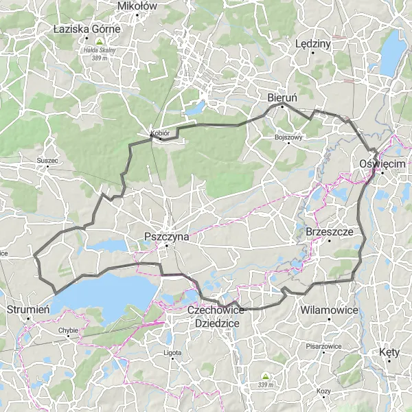 Miniatura mapy "Trasa z Brzeźc do Wisły Wielkiej" - trasy rowerowej w Śląskie, Poland. Wygenerowane przez planer tras rowerowych Tarmacs.app