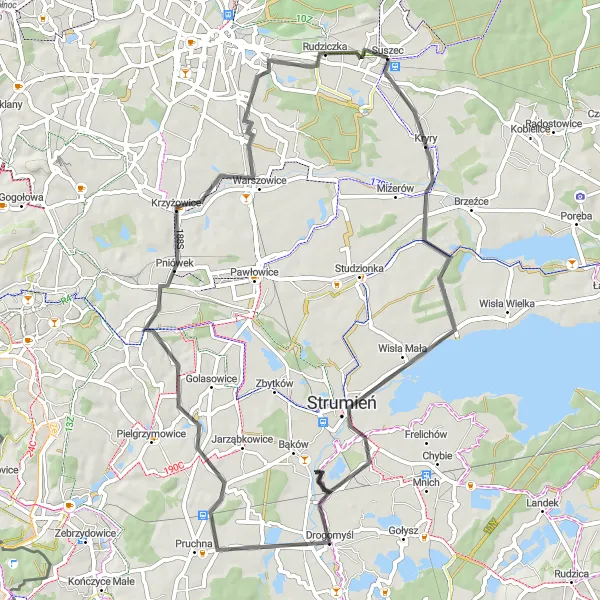 Miniatura mapy "Trasa z Suszca przez Wisłę Małą, Knaj do Rudziczki" - trasy rowerowej w Śląskie, Poland. Wygenerowane przez planer tras rowerowych Tarmacs.app
