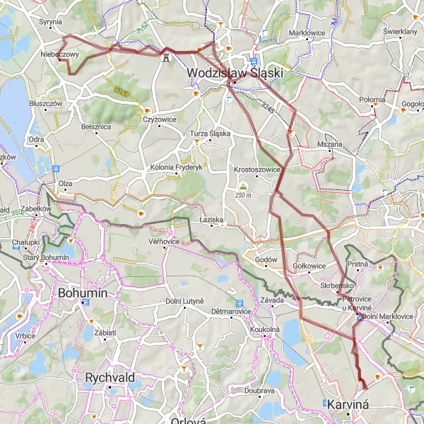 Map miniature of "Nieboczowy Discover" cycling inspiration in Śląskie, Poland. Generated by Tarmacs.app cycling route planner