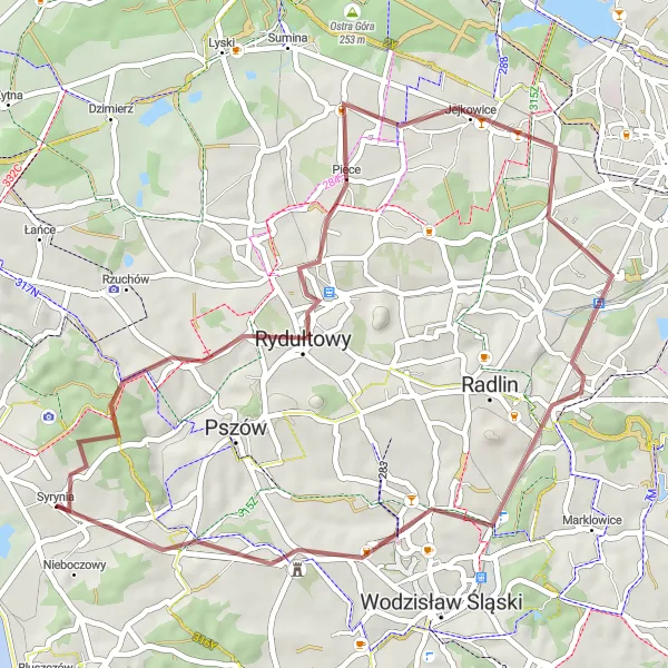 Map miniature of "Border Hill Adventure" cycling inspiration in Śląskie, Poland. Generated by Tarmacs.app cycling route planner