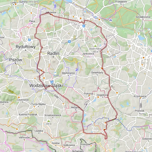 Miniatura mapy "Trasa Gravelowa Boguszowice Stare" - trasy rowerowej w Śląskie, Poland. Wygenerowane przez planer tras rowerowych Tarmacs.app