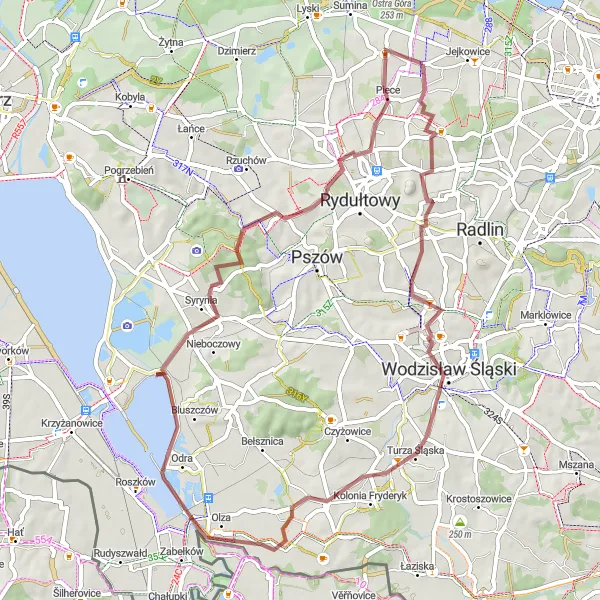 Miniatura mapy "Szlak gravelowy przez Turzę Śląską i Buglowiec" - trasy rowerowej w Śląskie, Poland. Wygenerowane przez planer tras rowerowych Tarmacs.app