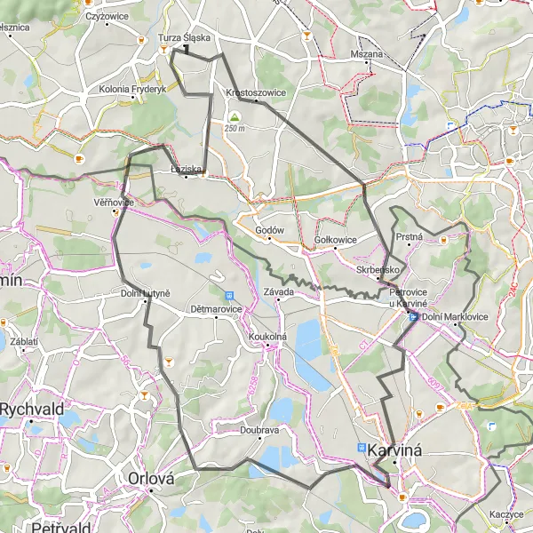 Map miniature of "The Turza Śląska Loop" cycling inspiration in Śląskie, Poland. Generated by Tarmacs.app cycling route planner