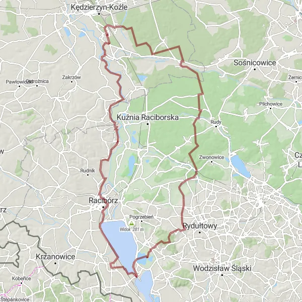 Miniatura mapy "Przygoda po szutrowych trasach" - trasy rowerowej w Śląskie, Poland. Wygenerowane przez planer tras rowerowych Tarmacs.app