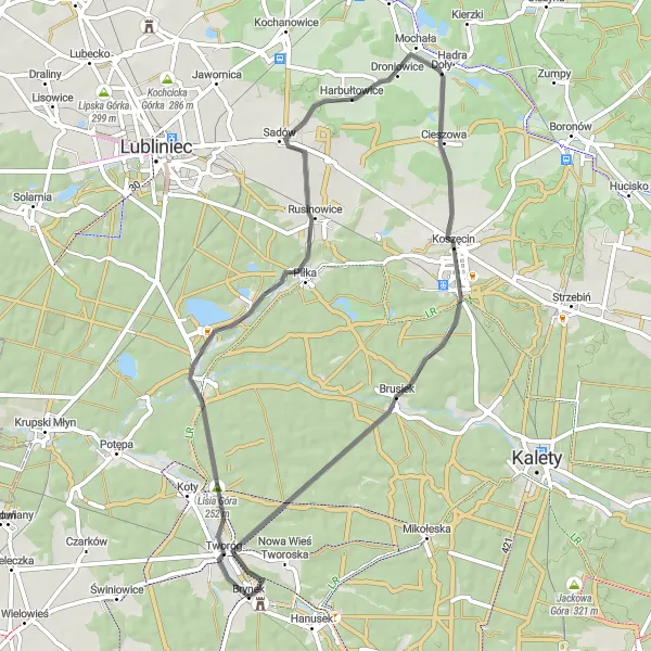 Miniatura mapy "Trasa przez Lisią Górę i Pałac Donnersmarcków" - trasy rowerowej w Śląskie, Poland. Wygenerowane przez planer tras rowerowych Tarmacs.app