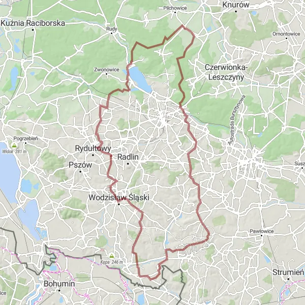 Miniatura mapy "Trasa przez Boguszowice Stare i Żabków" - trasy rowerowej w Śląskie, Poland. Wygenerowane przez planer tras rowerowych Tarmacs.app