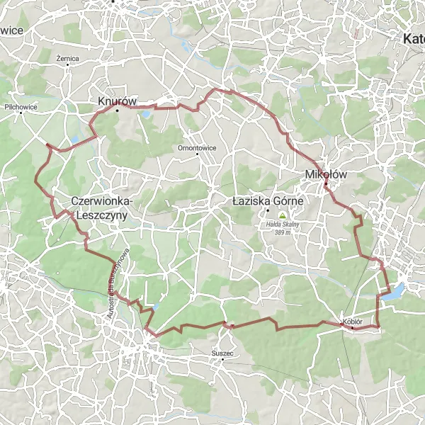 Miniatura mapy "Trasa przez Mikołów i Kamień" - trasy rowerowej w Śląskie, Poland. Wygenerowane przez planer tras rowerowych Tarmacs.app