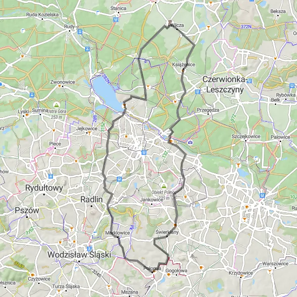 Miniatura mapy "Rowerem do Marklowic" - trasy rowerowej w Śląskie, Poland. Wygenerowane przez planer tras rowerowych Tarmacs.app