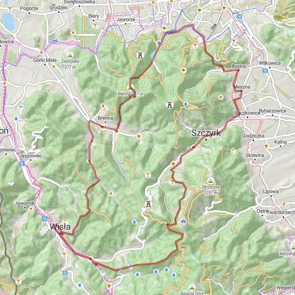 Map miniature of "The Enchanted Forest Gravel Trail" cycling inspiration in Śląskie, Poland. Generated by Tarmacs.app cycling route planner