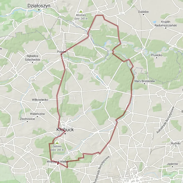 Map miniature of "Gravel Adventure to Dębowa Góra" cycling inspiration in Śląskie, Poland. Generated by Tarmacs.app cycling route planner