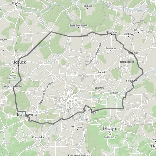 Map miniature of "Wręczyca Wielka loop" cycling inspiration in Śląskie, Poland. Generated by Tarmacs.app cycling route planner