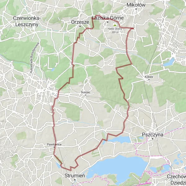 Miniatura mapy "Trasa Górska Szlakiem Świętego Wawrzyńca" - trasy rowerowej w Śląskie, Poland. Wygenerowane przez planer tras rowerowych Tarmacs.app