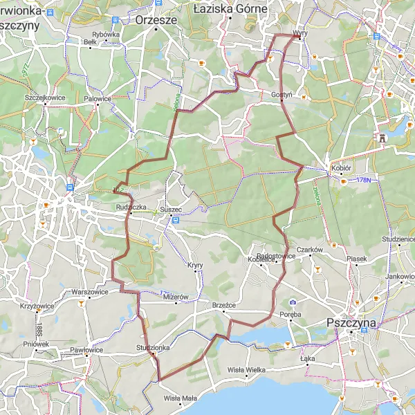 Map miniature of "Radostowice to Hałda Marta Waleska Gravel Route" cycling inspiration in Śląskie, Poland. Generated by Tarmacs.app cycling route planner