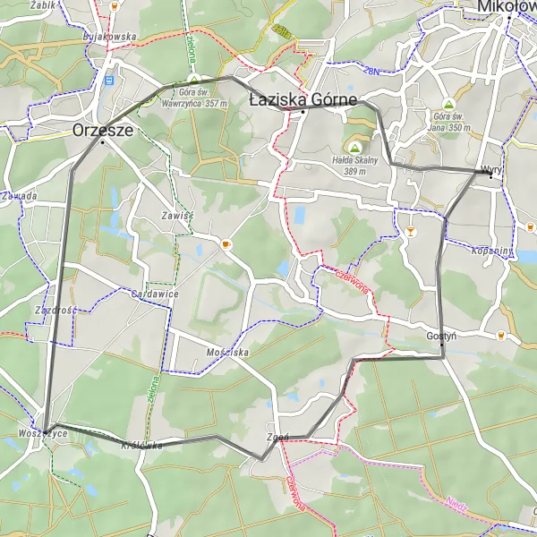 Miniatura mapy "Trasa Szosowa przez Zgoń i Hałdę Skalny" - trasy rowerowej w Śląskie, Poland. Wygenerowane przez planer tras rowerowych Tarmacs.app