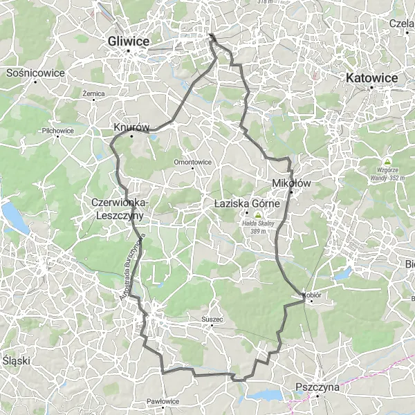 Map miniature of "Silesian Mountains Loop" cycling inspiration in Śląskie, Poland. Generated by Tarmacs.app cycling route planner