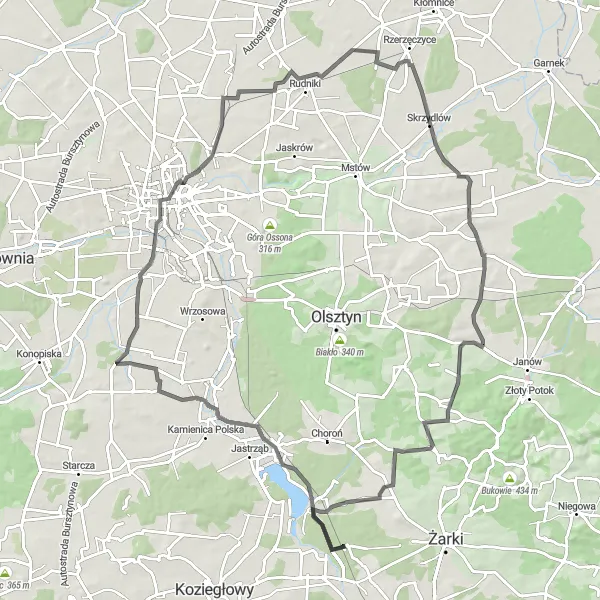 Miniatura mapy "Przejażdżka do Jeziora Porajskiego i Mokrzesza" - trasy rowerowej w Śląskie, Poland. Wygenerowane przez planer tras rowerowych Tarmacs.app