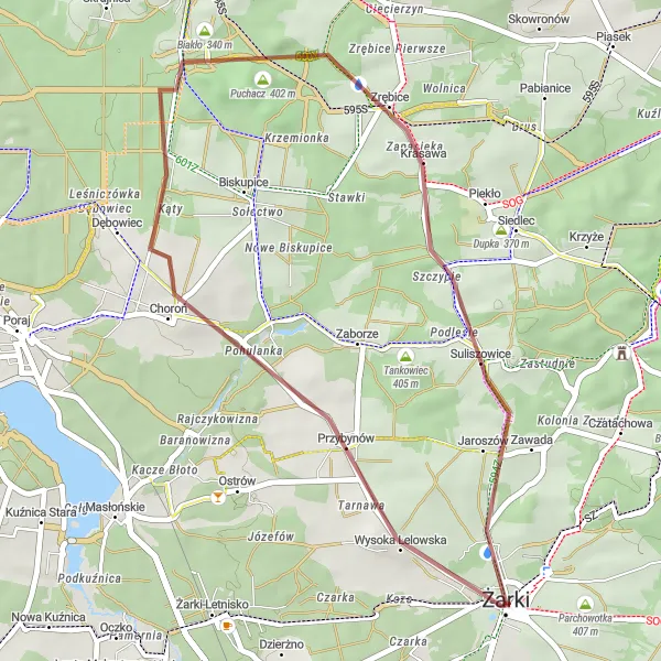 Miniatura mapy "Gravelowa wyprawa do Krasawy" - trasy rowerowej w Śląskie, Poland. Wygenerowane przez planer tras rowerowych Tarmacs.app
