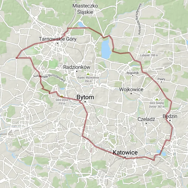 Map miniature of "Sowia Góra Adventure Gravel Route" cycling inspiration in Śląskie, Poland. Generated by Tarmacs.app cycling route planner