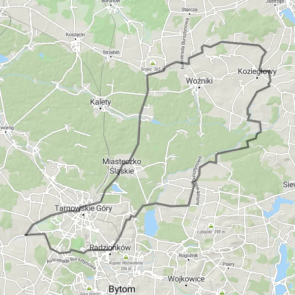 Map miniature of "Zbrosławice Round Trip: Hills and Historical Treasures" cycling inspiration in Śląskie, Poland. Generated by Tarmacs.app cycling route planner